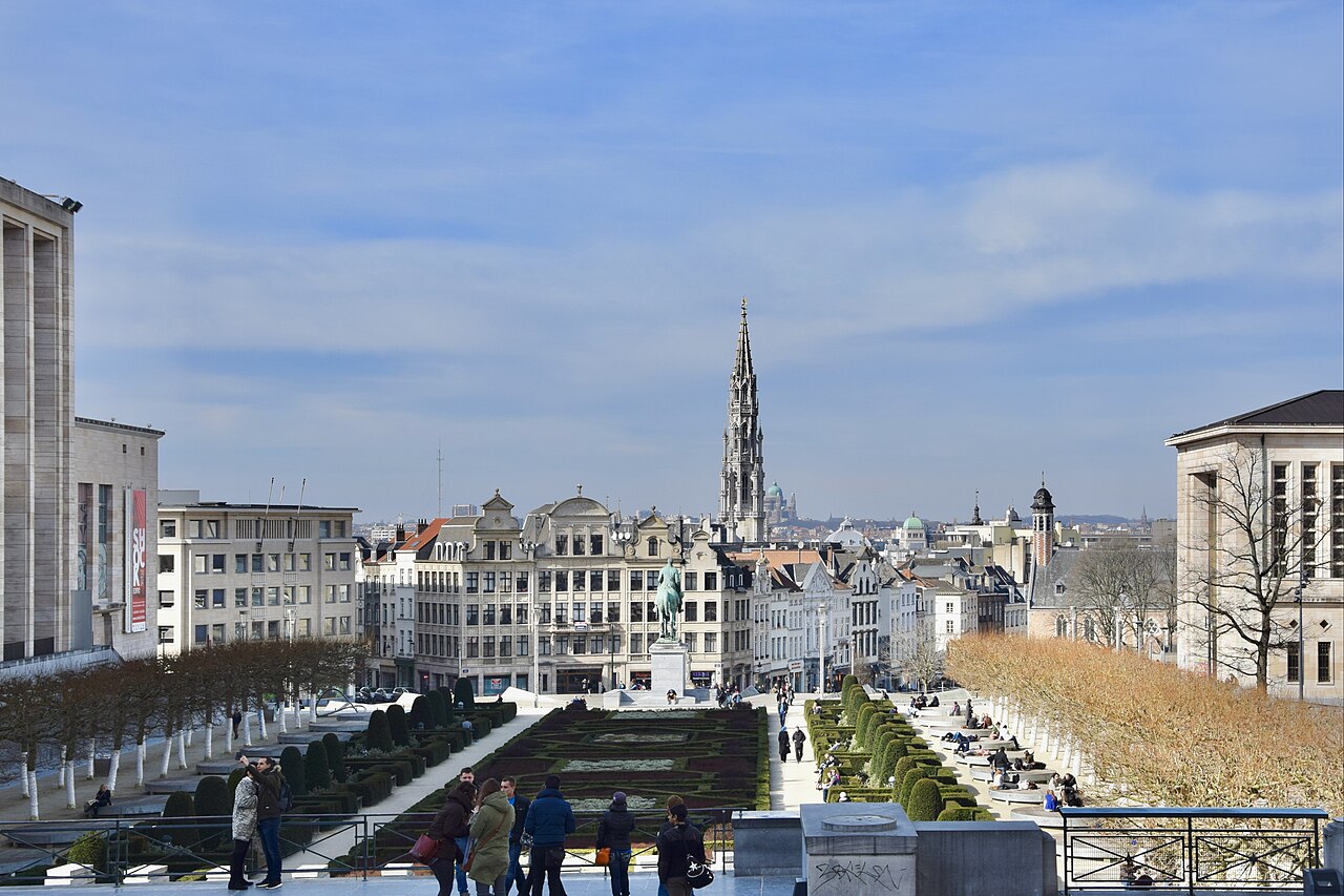 Brussels skyline from Mont des Arts, illustrating temporary accommodation locations in Belgium for companies